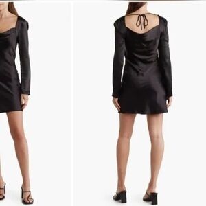 ASTR the Label Cowl Neck, Tie Back Black Mini Dress